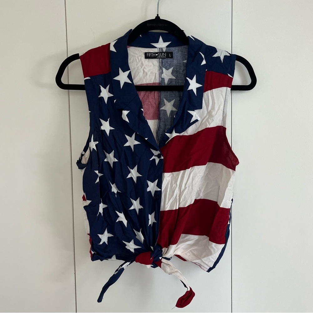 Fourth of July tie crop tank